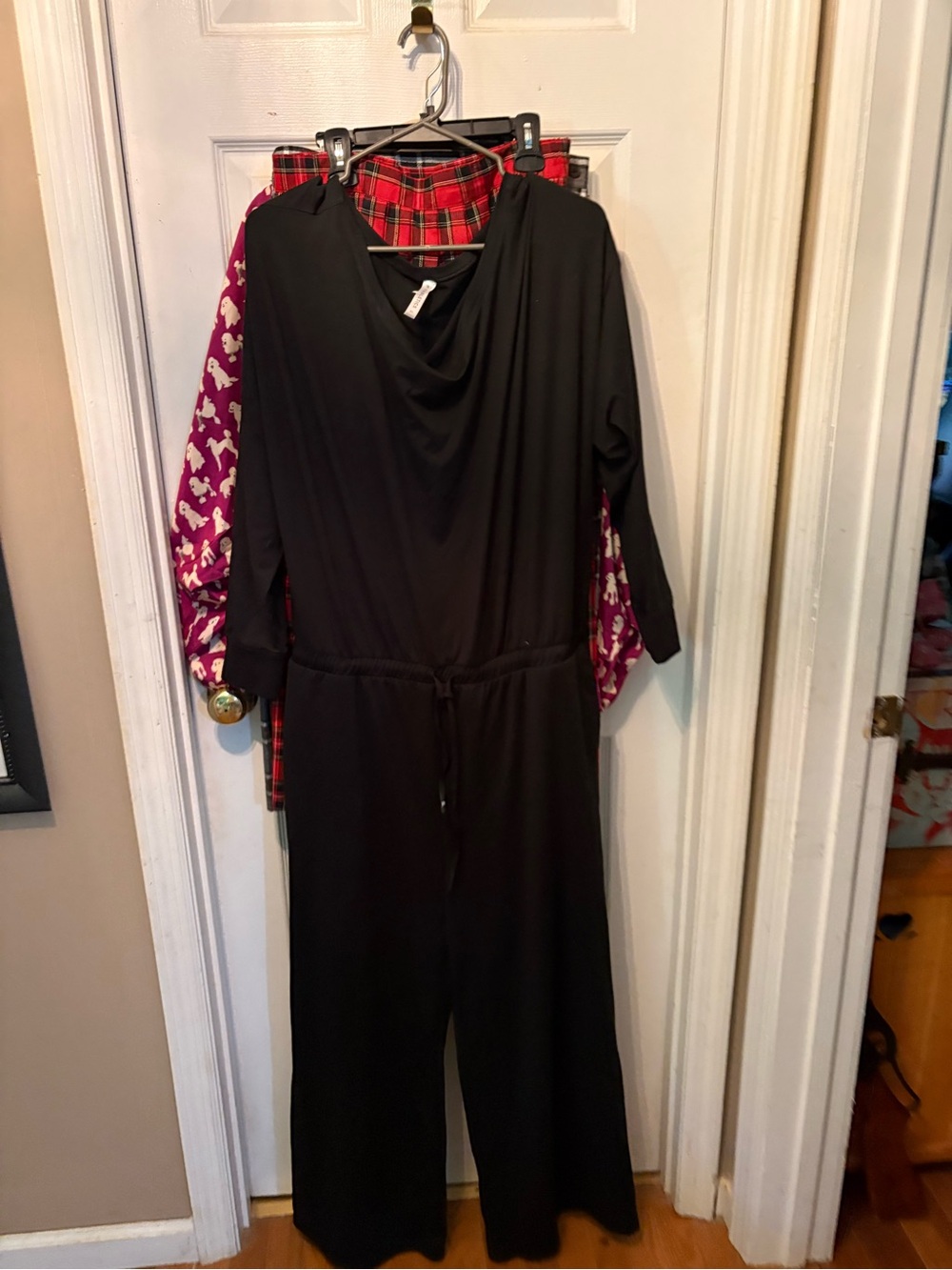 Fabletics Black Draped-Neck Jumpsuit with Drawstring Waist